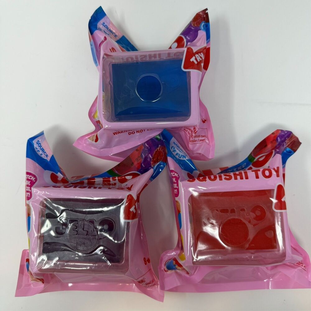 JELL-O Scented Squishy Toy SET of 3 Red Blue Purple